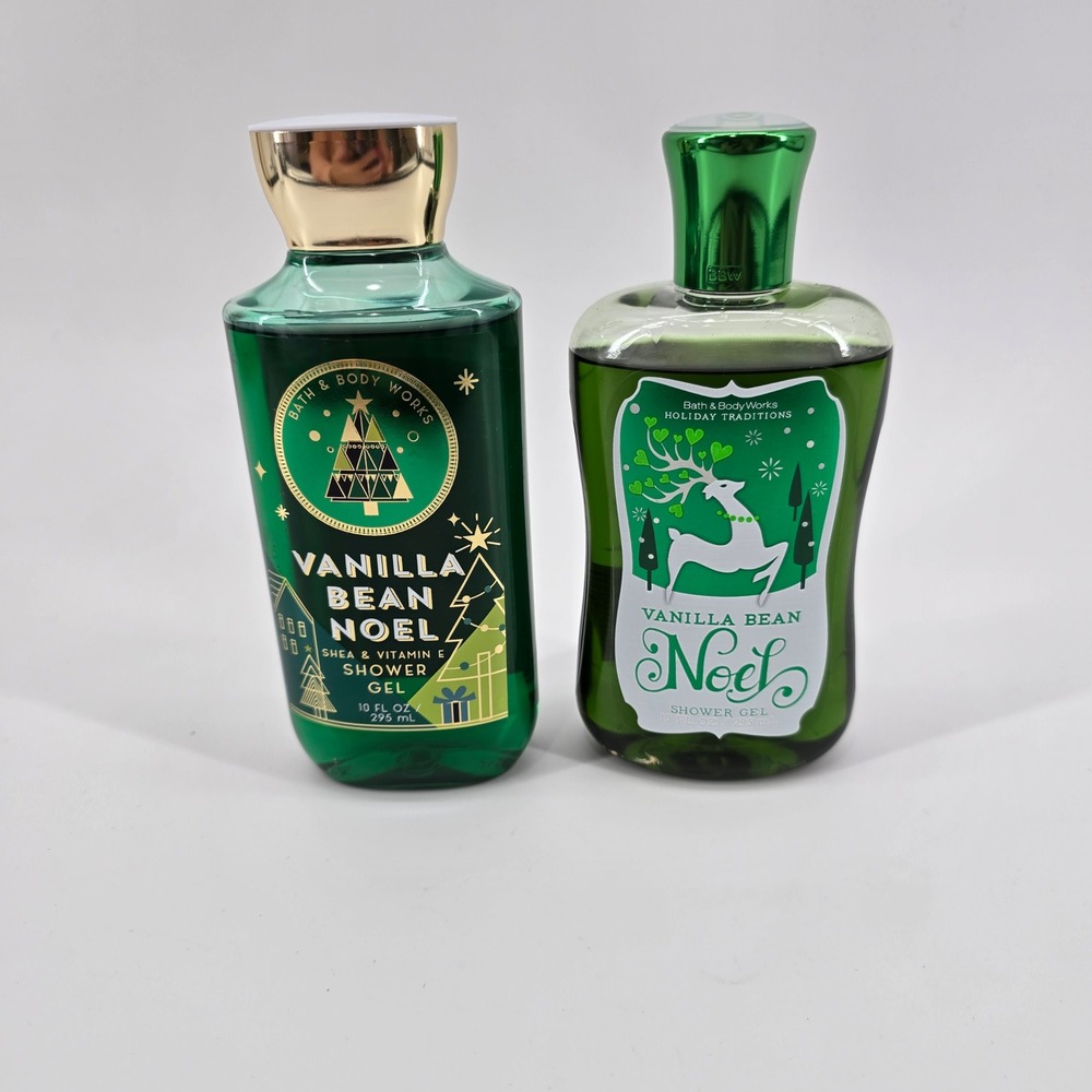 Bath & Body Works Shower Gel Vanilla Bean Noel Holiday 2pk Green 10oz New Unused